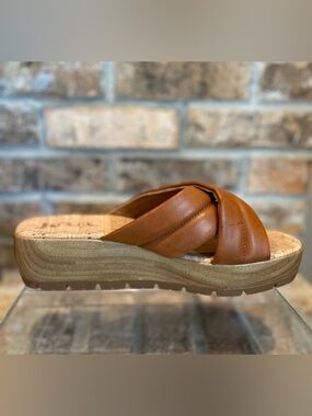 Korks Faithe Crossover Platform Sandals - Wedge Heeled Brown Platform Sandal